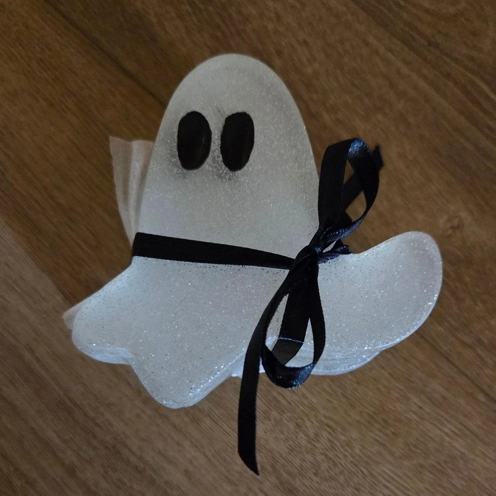 Ghost Marble Coasters Set of 4 Halloween Decorations Spooky Season